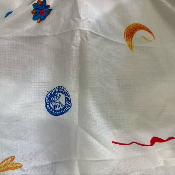 New graphic printed lantern sleeve belted button down dress - Picture 3 of 3